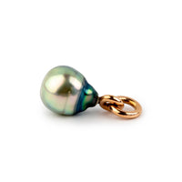 Opalescent Blue Green Baroque 11mm Tahitian Pearl Rava Pendant on 14K Rose Gold