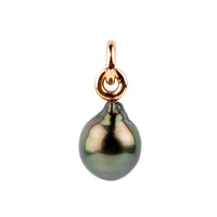 Deep Peacock Green Baroque 11mm Tahitian Pearl Rava Pendant on 14K Rose Gold