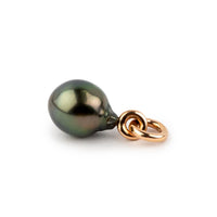 Deep Peacock Green Baroque 11mm Tahitian Pearl Rava Pendant on 14K Rose Gold