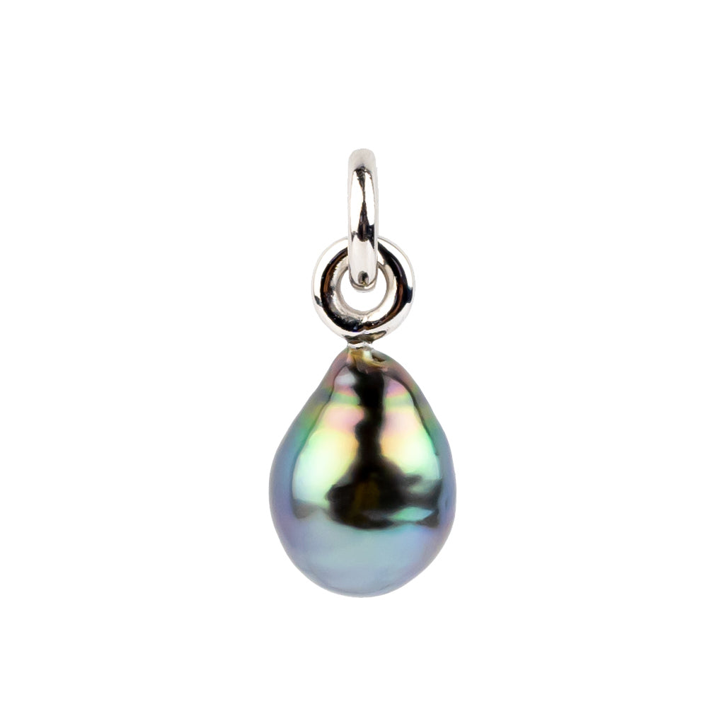 Vivid Rainbow 10.2mm Tahitian Pearl Rava Pendant on 14K White Gold