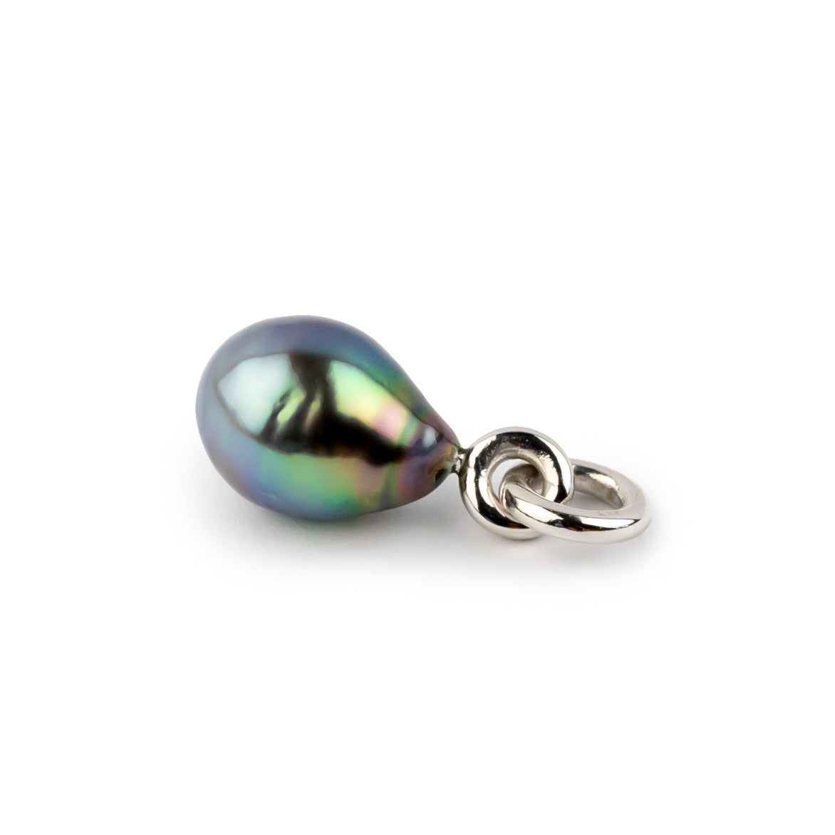 Vivid Rainbow 10.2mm Tahitian Pearl Rava Pendant on 14K White Gold