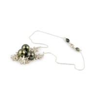 Golden Green Tiaré Tin-Cup Tahitian Pearl Necklace on Sterling Silver