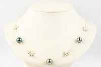 Dreamy Blue Tiaré Tin-Cup Tahitian Pearl Necklace on Sterling Silver