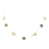 Brilliant Flash Tiaré Tin-Cup Tahitian Pearl Necklace on Sterling Silver