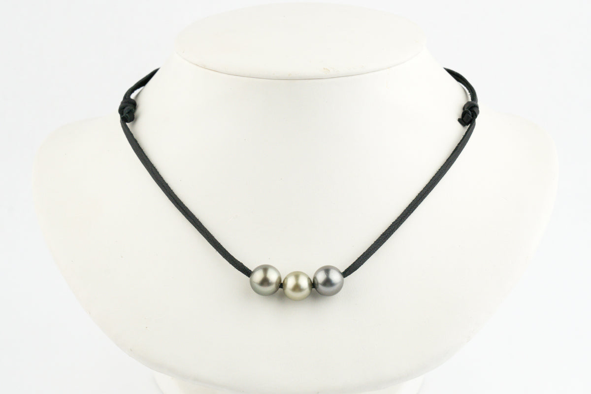 Lavender Green 10-10.8mm Triple Eimeo Mana Necklace