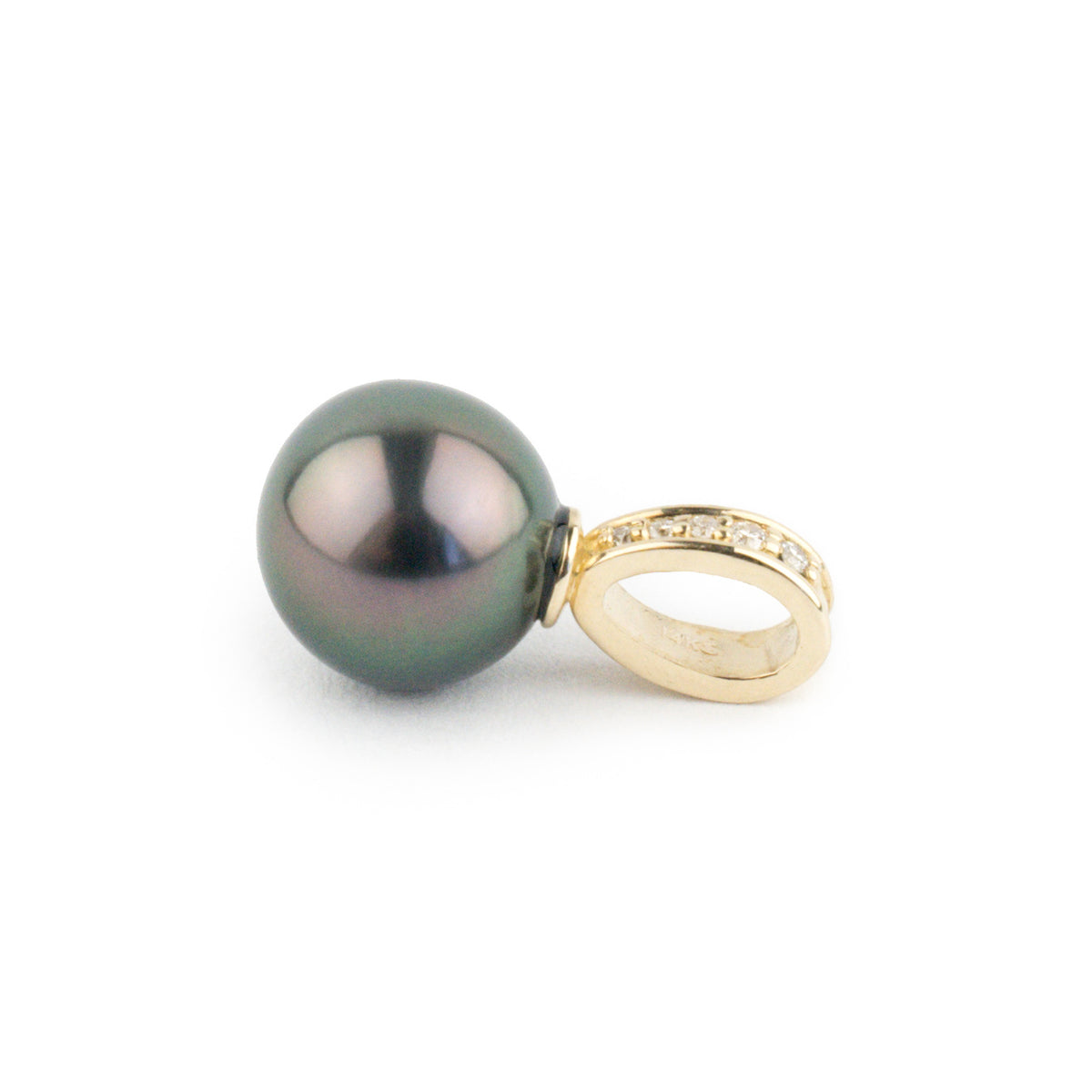 Plum Peacock Tahitian Pearl & Diamond Mai Tai Pendant
