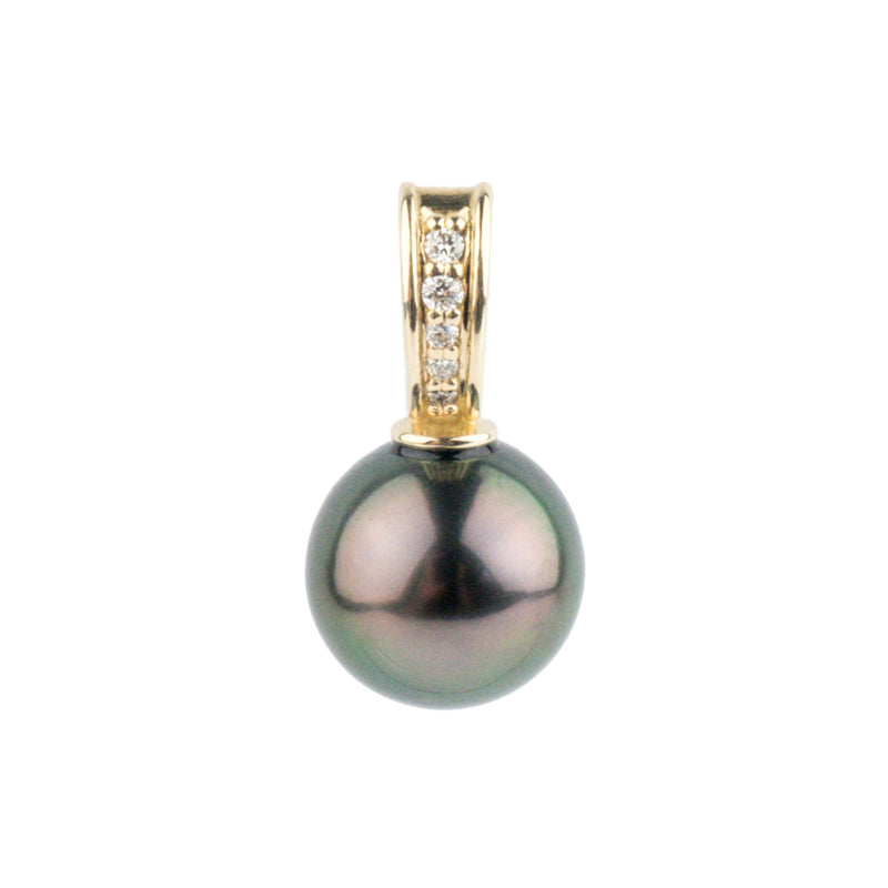 Plum Peacock Tahitian Pearl & Diamond Mai Tai Pendant