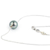 Shimmery Blue 9.5mm Tahitian Pearl Solitaire Necklace on 14K White Gold