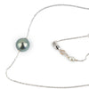 Shimmery Blue 9.5mm Tahitian Pearl Solitaire Necklace on 14K White Gold
