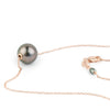 Aubergine Green 9.5mm Tahitian Pearl Solitaire Necklace on 14K Rose Gold