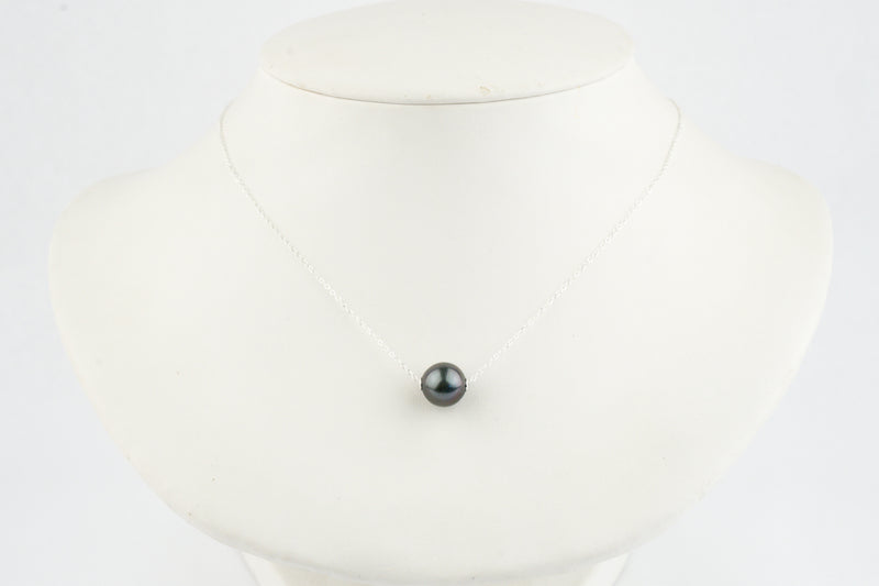 Purple Midnight 10.2mm Tahitian Pearl Solitaire Necklace on Sterling Silver