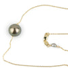 Golden Green 10mm Pearl Solitaire Necklace on 14K Yellow Gold