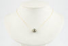 Golden Green 10mm Pearl Solitaire Necklace on 14K Yellow Gold