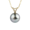 Lavender Blue Tahitian Pearl & Diamond Hoa Necklace on 14K Yellow Gold