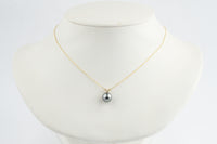 Lavender Blue Tahitian Pearl & Diamond Hoa Necklace on 14K Yellow Gold
