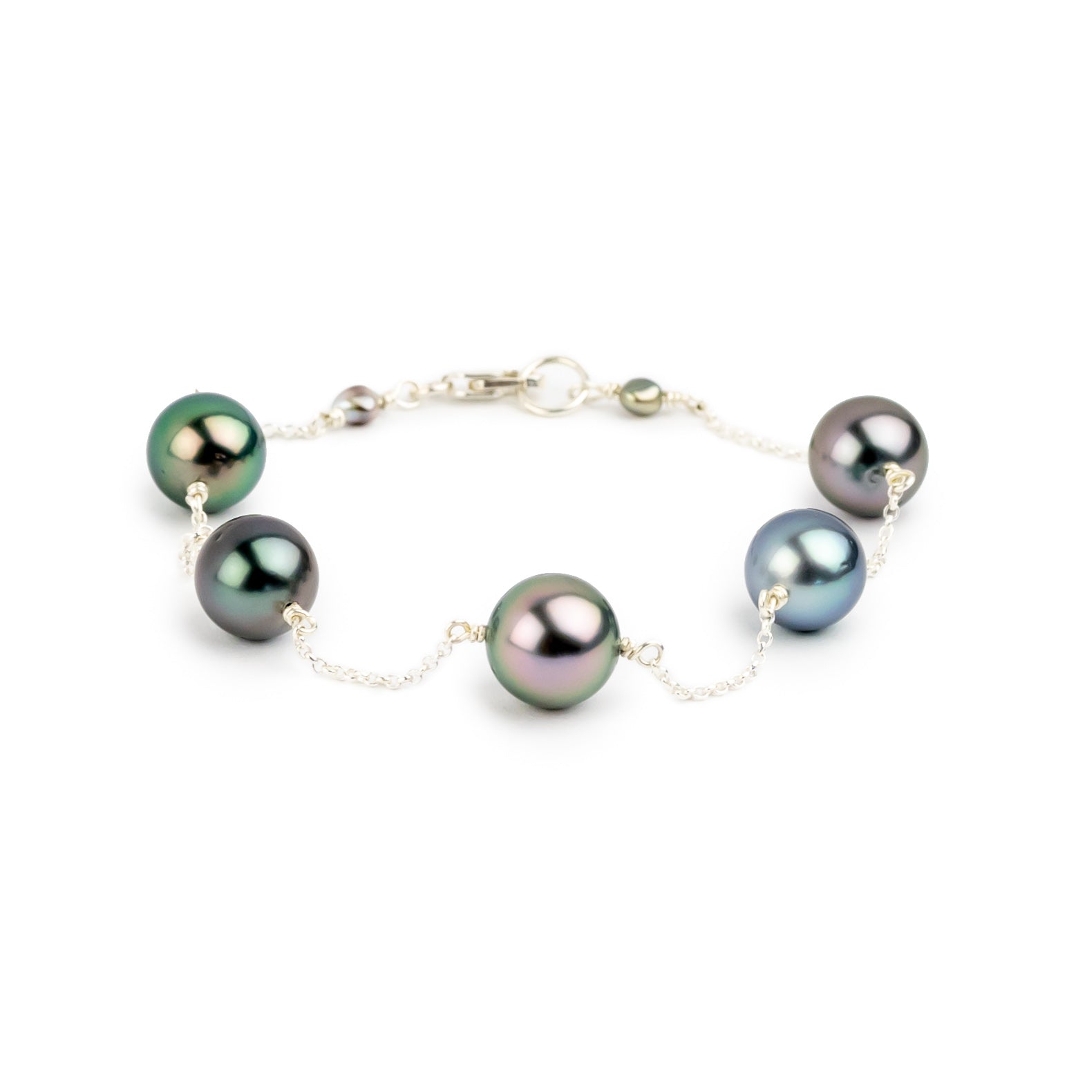 Tropical Dream Tahitian Pearl Tin Cup Bracelet on Sterling Silver