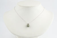 Pink Peacock Tahitian Pearl & Diamond Hoa Necklace on 14K White Gold