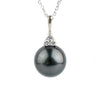 Eclipse Black Tahitian Pearl & Diamond Toru Necklace on 14K White Gold