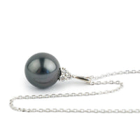 Eclipse Black Tahitian Pearl & Diamond Toru Necklace on 14K White Gold