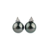 Eclipse Black Tahitian Pearl & Diamond Toru Earrings on 14K White Gold