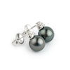 Eclipse Black Tahitian Pearl & Diamond Toru Earrings on 14K White Gold