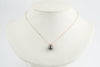 Aubergine Green Tahitian Pearl & Diamond Hoa Necklace on 14K Rose Gold