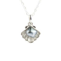 Tahitian Keshi Pearl Sterling Silver Seashell Necklace