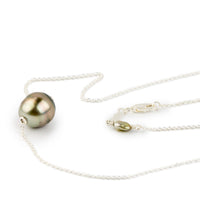 Golden Sunrise 10.2mm Tahitian Pearl Solitaire Necklace on Sterling Silver