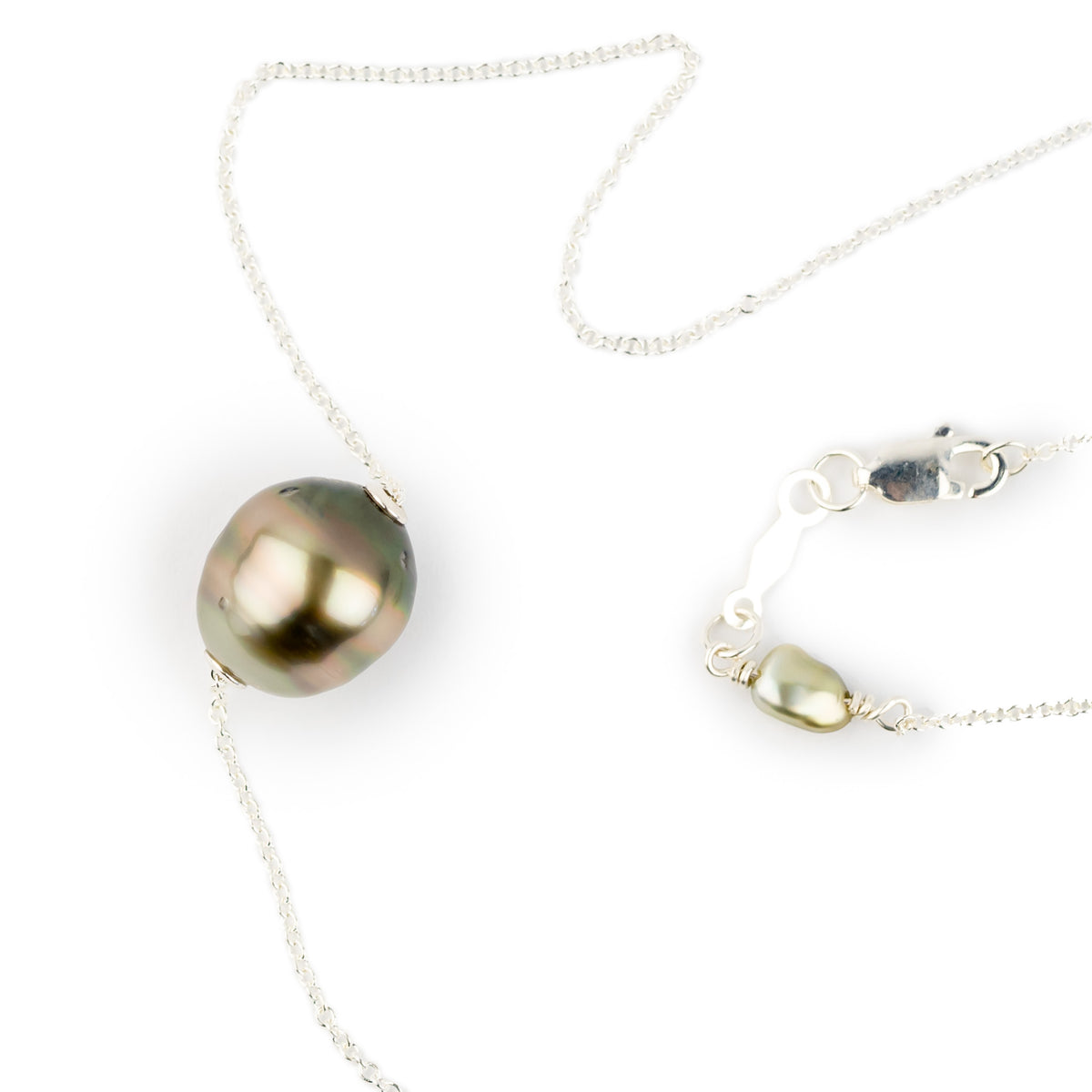 Golden Sunrise 10.2mm Tahitian Pearl Solitaire Necklace on Sterling Silver