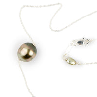 Golden Sunrise 10.2mm Tahitian Pearl Solitaire Necklace on Sterling Silver