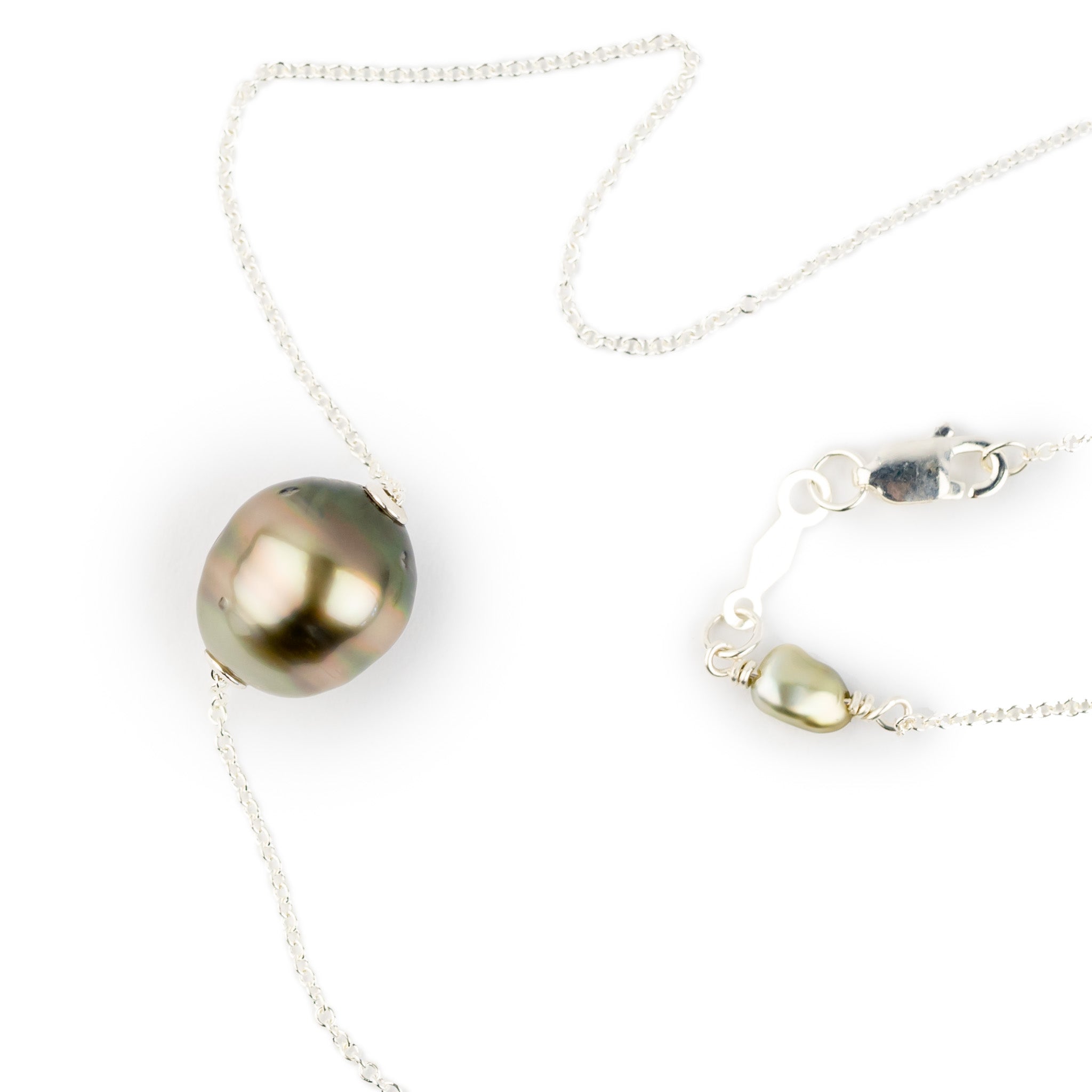 Golden Sunrise 10.2mm Tahitian Pearl Solitaire Necklace on Sterling Silver