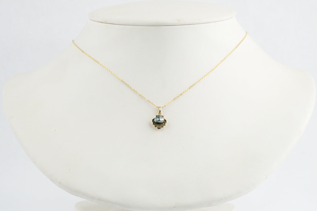 Tahitian Keshi Pearl 14K Yellow Gold Seashell Necklace
