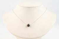Dark Rainbow 9.1mm Pearl Solitaire Necklace on 14K White Gold