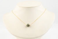 Multi-Colorful 9.3mm Pearl Solitaire Necklace on 14K Yellow Gold