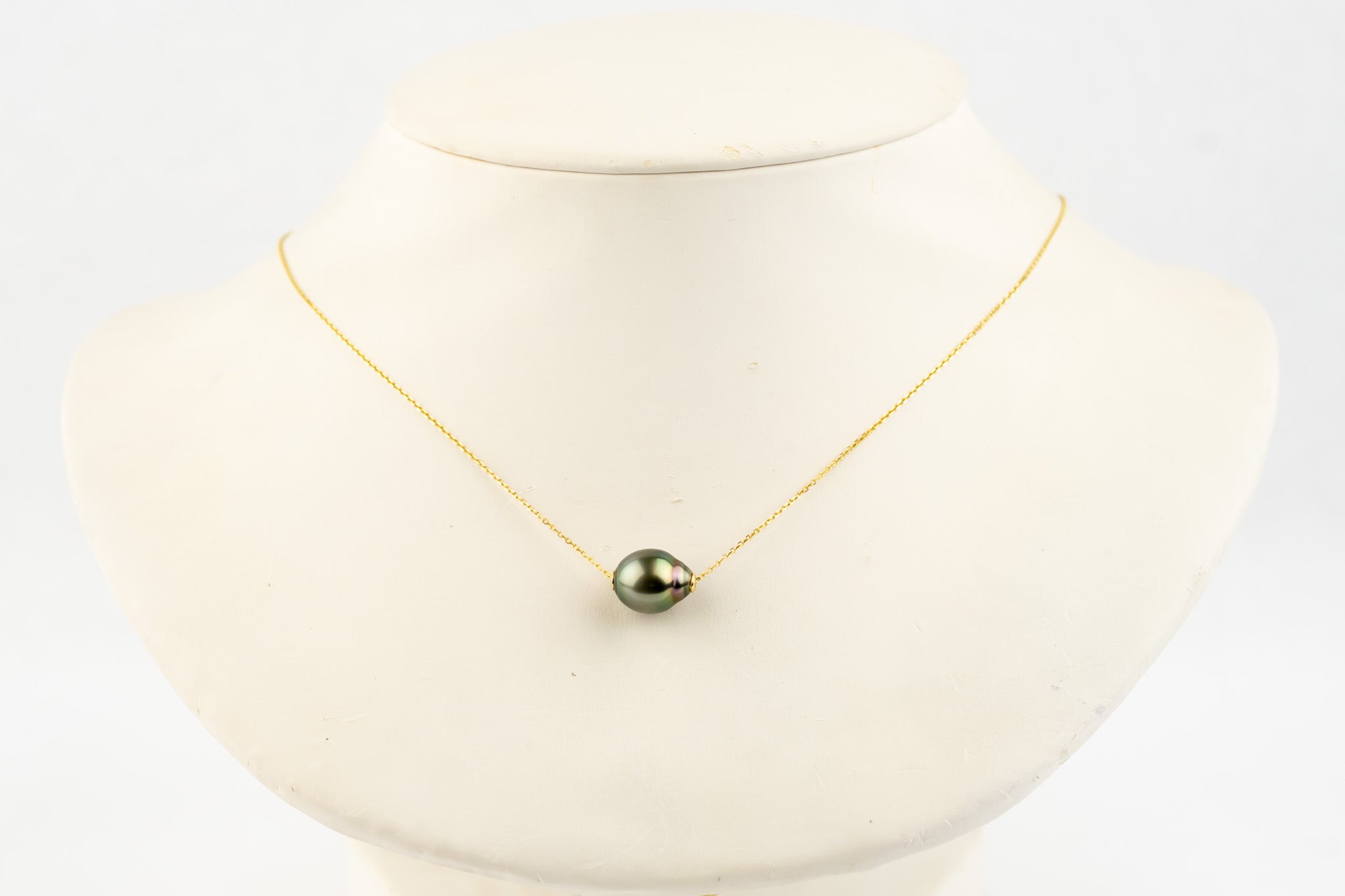 Multi-Colorful 9.3mm Pearl Solitaire Necklace on 14K Yellow Gold
