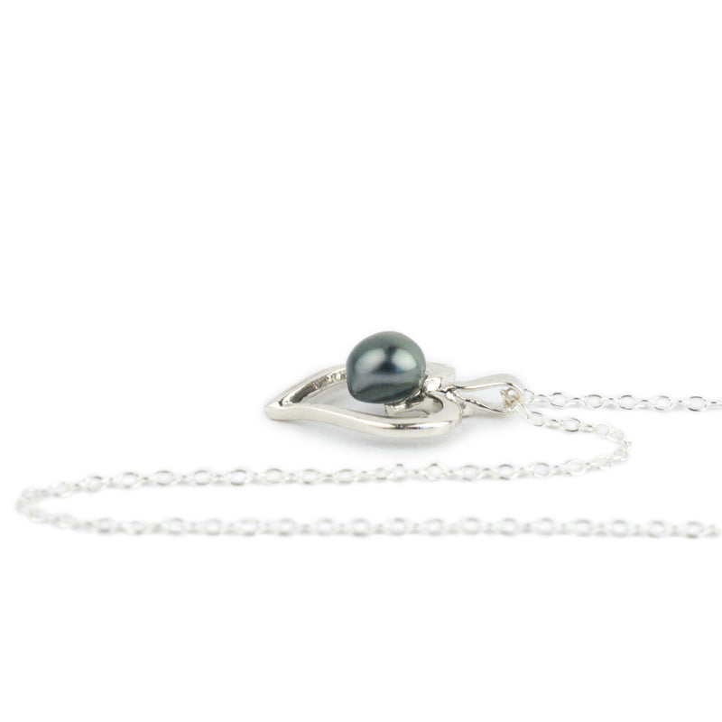 Silver Heart Keshi Pearl Necklace