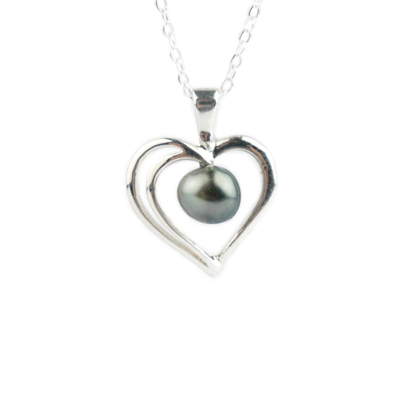 Silver Heart Keshi Pearl Necklace