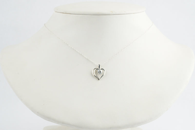 Silver Heart Tahitian Keshi Pearl Necklace