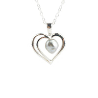 Silver Heart Tahitian Keshi Pearl Necklace