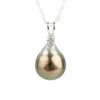 Tahitian Pearl & Diamond Coppery Green Étoile Necklace on Sterling Silver