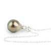 Tahitian Pearl & Diamond Coppery Green Étoile Necklace on Sterling Silver