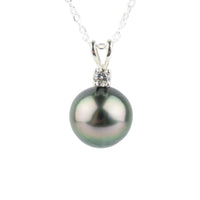 Tahitian Pearl & Diamond Pink Peacock Étoile Necklace on Sterling Silver