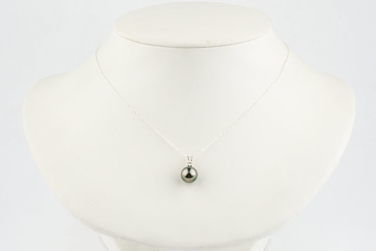 Tahitian Pearl & Diamond Pink Peacock Étoile Necklace on Sterling Silver