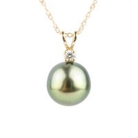 Tahitian Pearl & Diamond Golden Green Étoile Necklace on 10K Gold