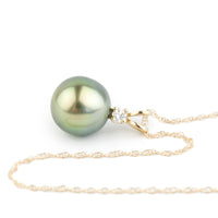 Tahitian Pearl & Diamond Golden Green Étoile Necklace on 10K Gold