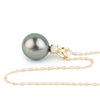 Tahitian Pearl & Opal  Pink-Green Étoile Necklace on 10K Gold
