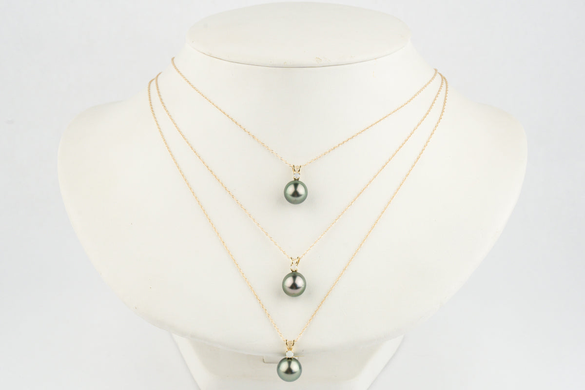 Tahitian Pearl & Opal  Pink-Green Étoile Necklace on 10K Gold