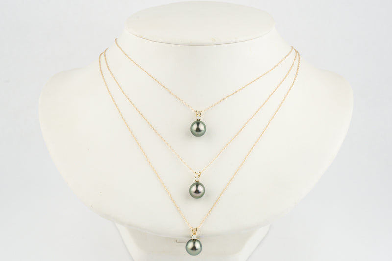 Tahitian Pearl & Opal  Pink-Green Étoile Necklace on 10K Gold