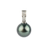 Indigo Green Tahitian Pearl & Diamond Mai Tai Pendant on 14K White Gold