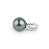 Indigo Green Tahitian Pearl & Diamond Mai Tai Pendant on 14K White Gold
